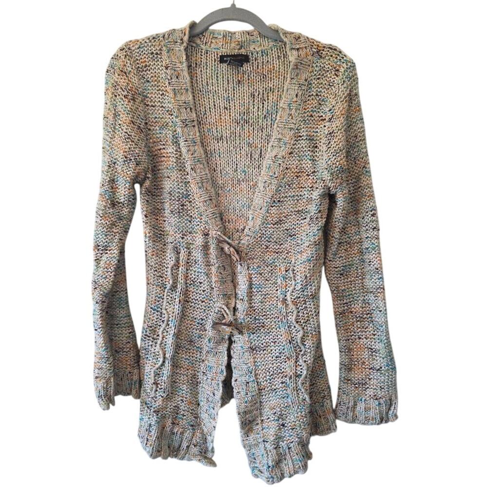 BCBG Max Azria Chunky Knit Cardigan M Boho Coastal Grandmother Sweater